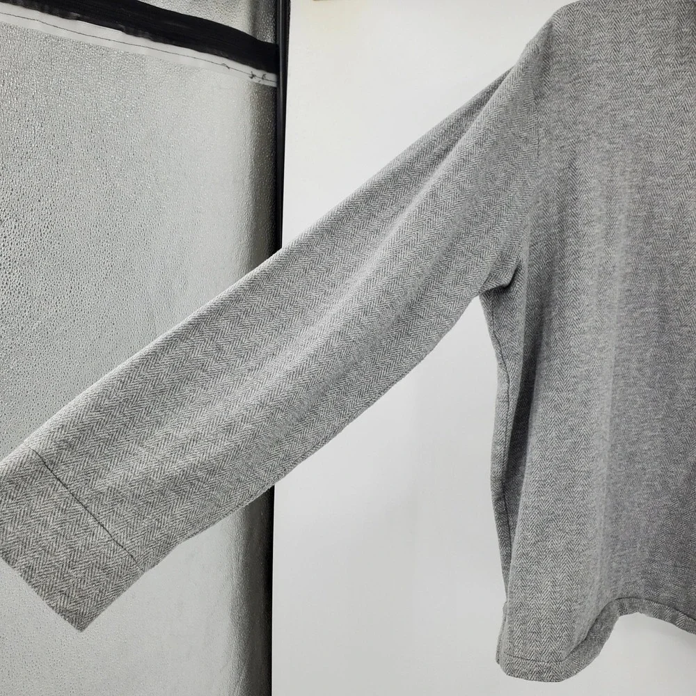 Polo Ralph Lauren Men XL Grey Herringbone Quarter Zip Pullover Sweater Pony Logo